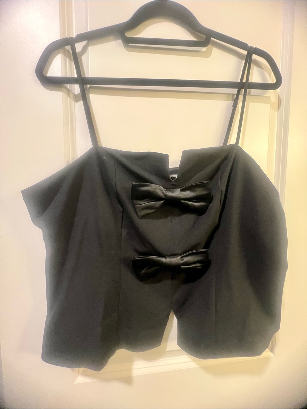 Black Satin Bow Spaghetti-Strap Camisole